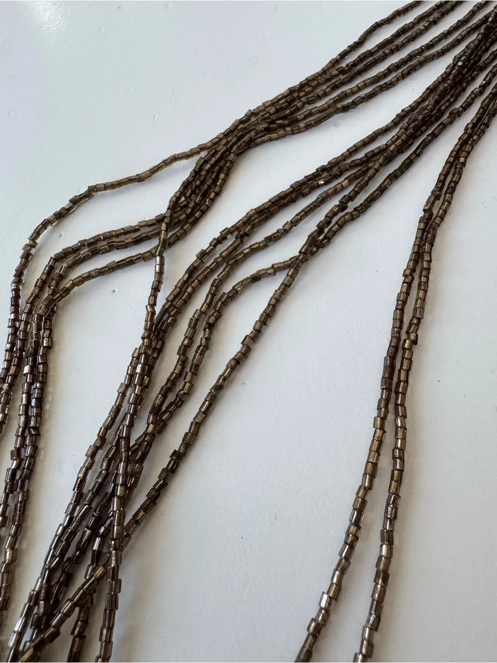 Vintage Y2K Brown Beaded Fringe Belt or Skinny Scarf